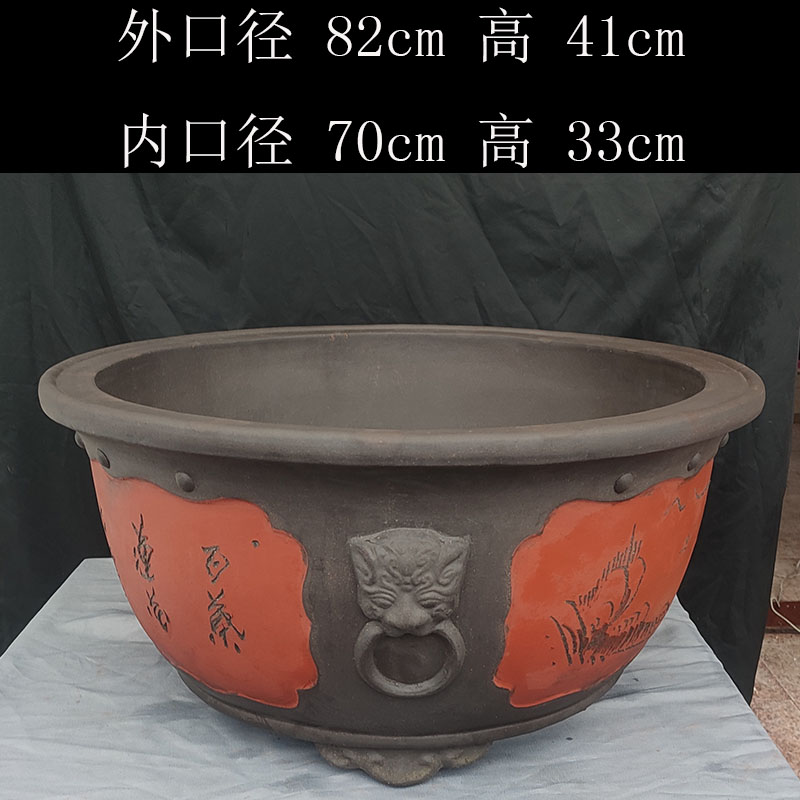 紫砂圆盆特大号一米圆盆庭院盆景I盆大口径高圆形紫砂花盆