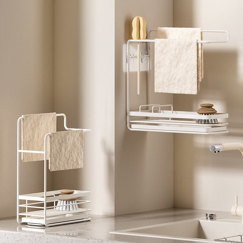 抹布架厨房d沥水架免打孔海绵毛巾收纳架壁挂式家用台面收纳置物