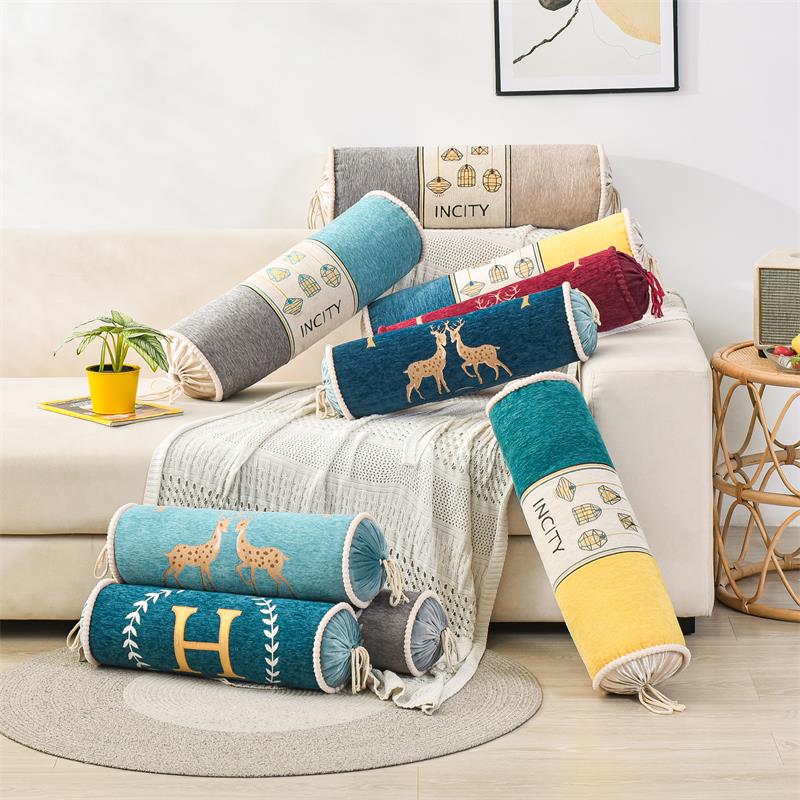 沙发抱枕糖e果枕头圆柱形长条枕枕套美容床脚枕荞麦壳颈椎枕护颈