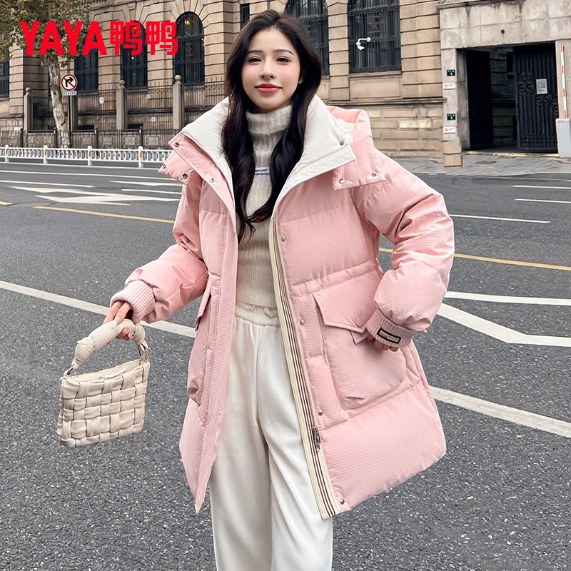 YAYA鸭鸭羽绒服女中长款小个子2025冬季新款时尚韩版宽松保暖外套