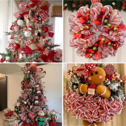 DIY Christmas ribbon snow veil colored ribbon grid耶诞丝带