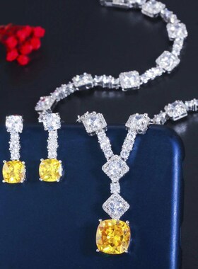 ThreeGraces Elegant Yellow CZ Crystal Silver Color Big Squar