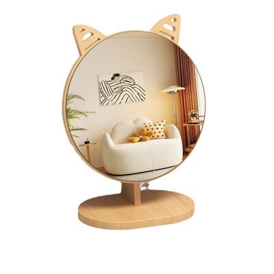 Wooden element mirror simple desktop rotatable home student