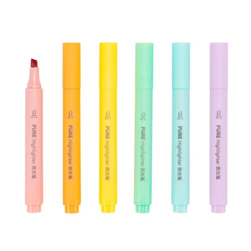 6Pcs/set Pastel Color Macaron Highlighter Pen Marker Pens Fl