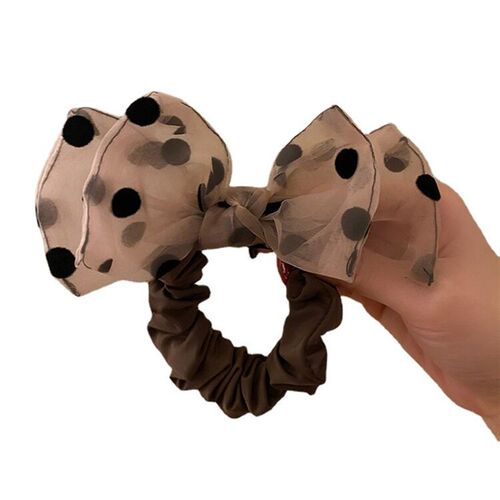 Mesh Bow Lace Polka Dot Hair Ring Polka Dot Large Bowel Ring