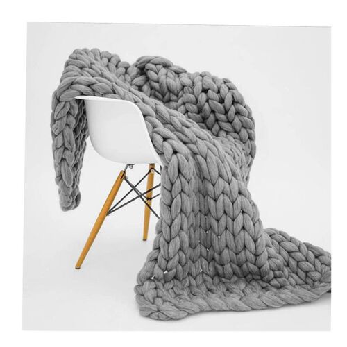 Soft Chunky Knit Blanket Knitted Thick Cover for Bed粗毛线毯