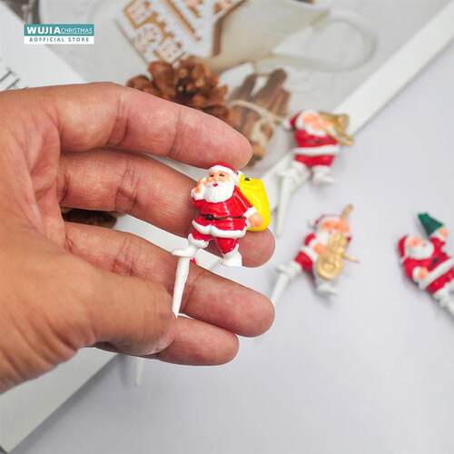 5pcs Merry Christmas Cake Topper Painted Santa Claus New Yea