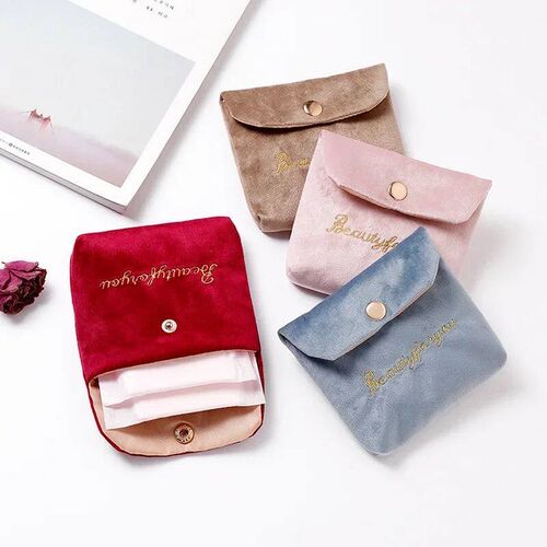 Women Girl Velvet Cute Small Cosmetic Bag Travel Napkin Sani