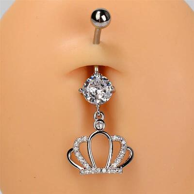 1PC WomenStainless Steel Piercing Crystal Butterfly Heart Be