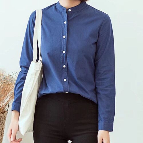 Long Sleeve White Blue Womens Oxford Shirts Plus Size  New C