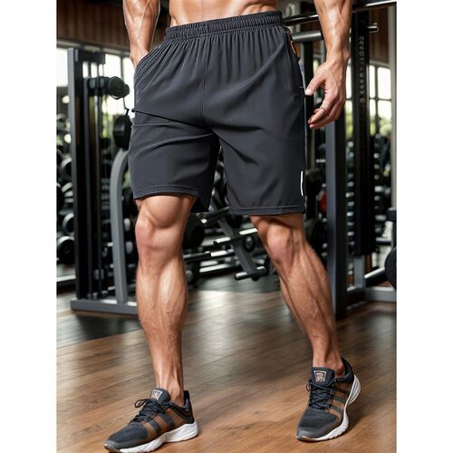 Quick Drying Comfy Active Shorts, Mens Casual Zipper Pocket