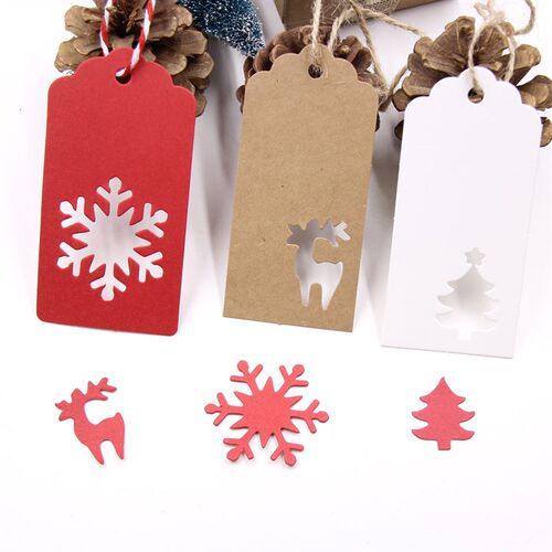 50PCS Christmas White&Red Kraft Paper Tags Handmade/Than