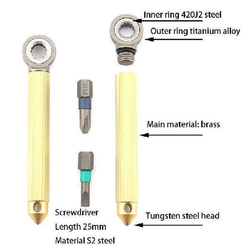Titanium Alloy Brass Modular Screwdriver Ratchet Wheel