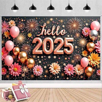 2025 Happy New Year Theme Party Background Banner New Year