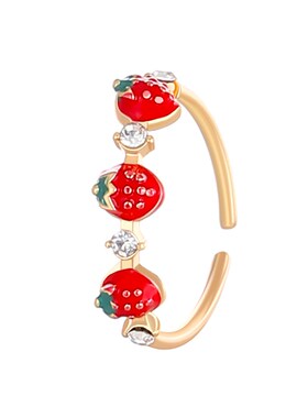 Cute Red Strawberry Ring Simple DiamondEncrusted Index Finge