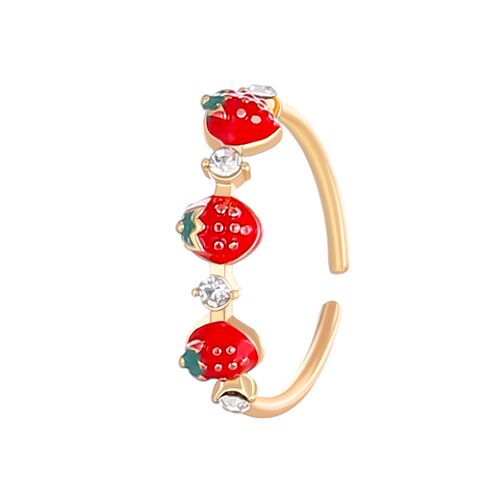 Cute Red Strawberry Ring Simple DiamondEncrusted Index Finge
