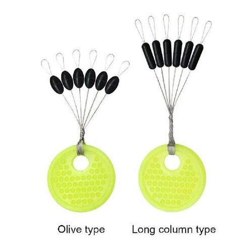 60Pcs 10Set Black Rubber Space Beans Oval Stopper Fishing