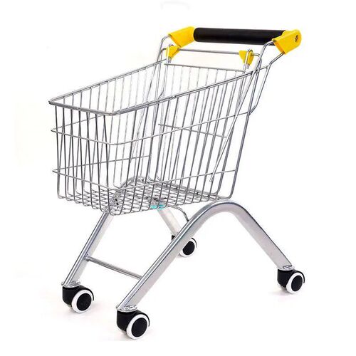 Foldable Child Trolley Cart with 4 Wheels Pretend Play Shopp