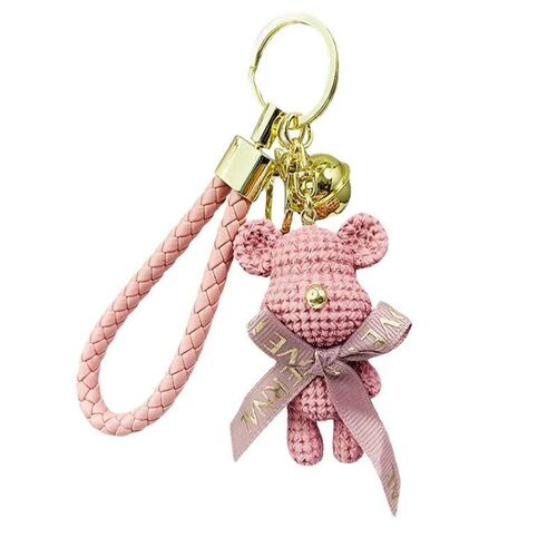 Cute Bear Key Chain Resin Bow Bell Rabbit Keychain Weaving F