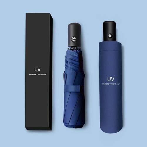 Women 3-Fold UV Black Glue Sun Umbrella Rain Sun Protection