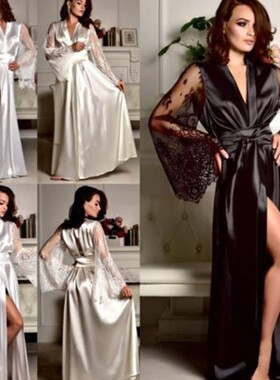 Throuh Lon Sleeve Weddin Bridesmaid Sleepwear Bathrobe