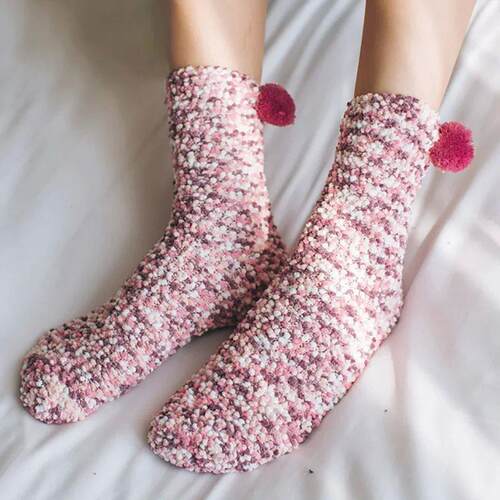 Women Candy Colors Winter Warm Fluffy Socks Casual Home Floo