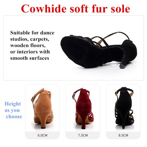 Women Ballroom Latin Dance Shoes Black Salsa Shoes High hee