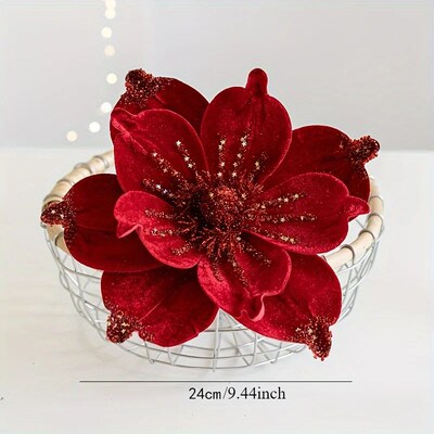 Christmas e Poinsettia Flower Cream White Velvet Magnolia Ar