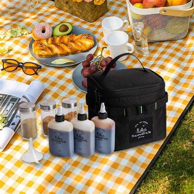 SUNDICK Camp Condiment Jar Set with Storage Bag Kitchen