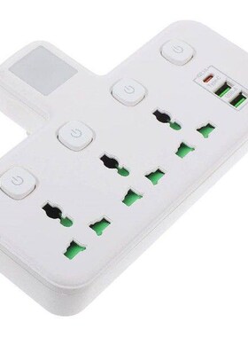 Row of Sockets Flat Plug Extension Cord Compact Usb Power