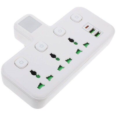 Row of Sockets Flat Plug Extension Cord Compact Usb Power