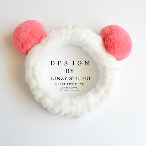 Cute Panda Ear Soft Carol Fleece Women Headband Makeup Showe