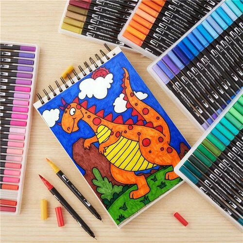 Dual Tip Brush Art Marker Pens 12/36/48/100 Colors Watercolo