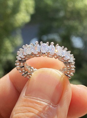 European Fashion Waterdrop Zircon Ring for Women Exaggerated