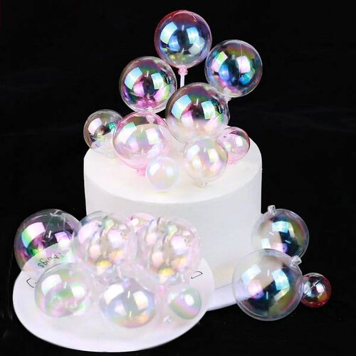 6pcs Colorful ball Happy Art Font Red Small Love Heart Cake