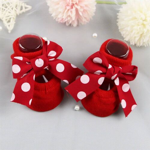 Newborn Indoor Cotton Socks Bow Infant Anti Slip Socks Baby