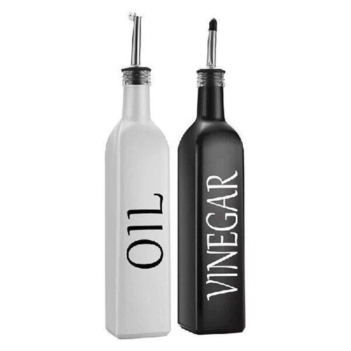 2-Piece Oil And Vinegar Dispenser Set, Black And White