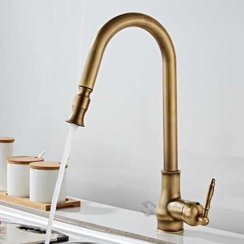 Antique Bronze Kitchen Faucets Pull Out Hot Cold Sink  Swive