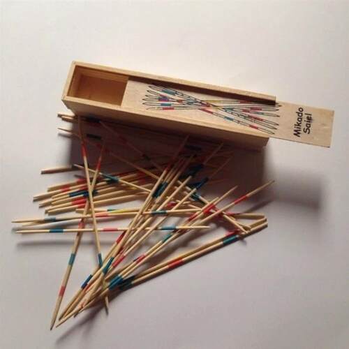 1 Set Traditional Mikado Spiel Pick Up Sticks With Box Multi