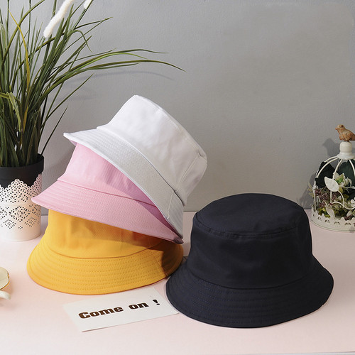 New Cotton Black White Bucket Hat Women Sun Hats For Kids Hi