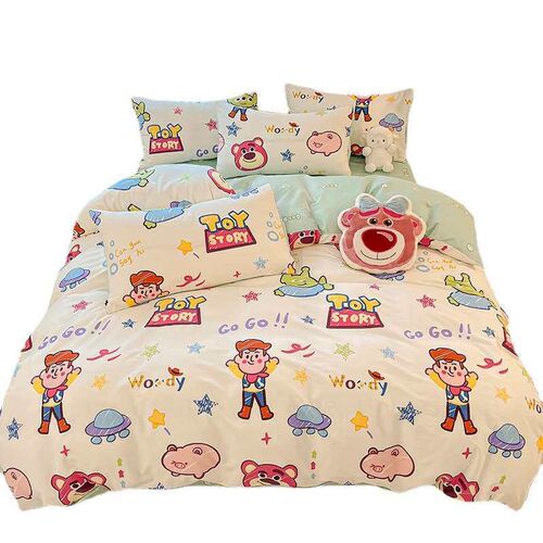Cotton 100 Cotton Bed Four-piece Set Cartoon Childrens Dorm