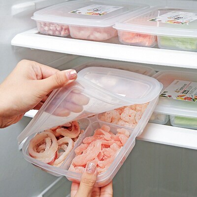 4Grids Fruit Vegetable Meat Crisper Portable Preparation Com