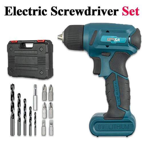 8V Cordless Electric Screwdriver Set Mini Drill Portable Ele