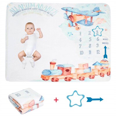 75*100cm Baby growth chart Blanket Baby Monthly milestone Bl
