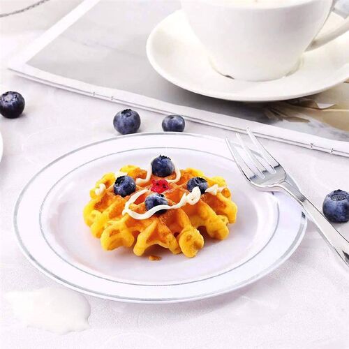 50pcs Silver Plastic Plates-7.5inch Disposable Salad Dessert