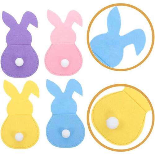 16PCS Easter Bunny Cutlery Holders Cartoon, Utensil Pouches