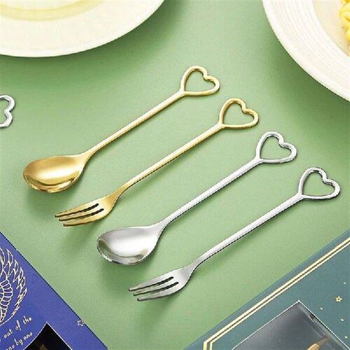 Stainless Steel Spoon Fork Cute Heart Macaron Dessert