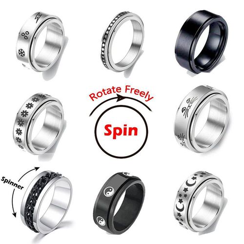 Anxiety Ring Fidget Spinner Rings For Women Men Stainless St