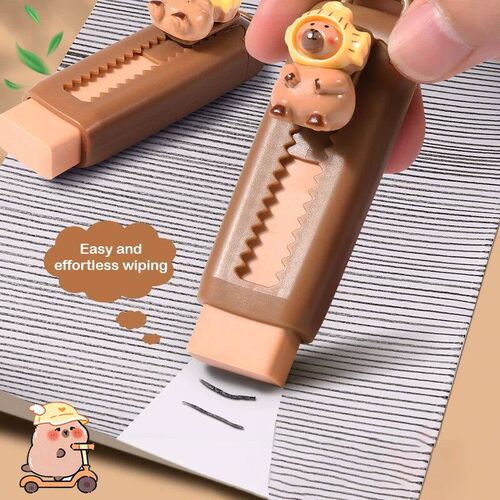 Kawaii Push Pull Capybara Eraser Soft Shool Supplies Clean M