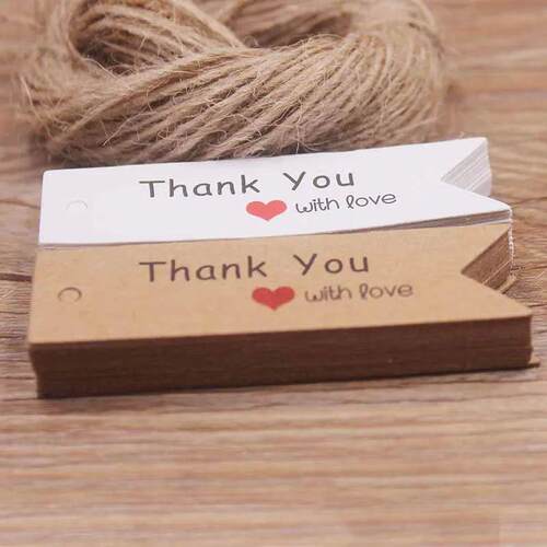 100pcs Kraft Gift Tags with 20m Rope Thank You Paper tags fo